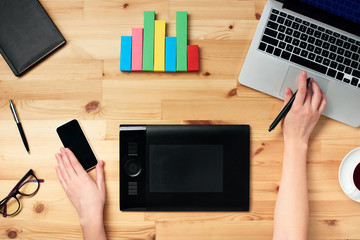 Creative financial specialist desk top view
