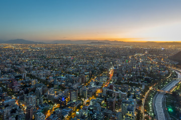 Fototapeta na wymiar Santiago Chile Panoramic View 
