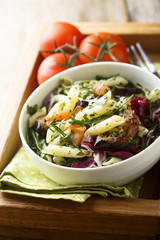Pasta salad with baked vegetables