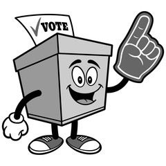 Ballot Box with Foam Finger Illustration