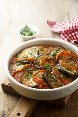 Vegetable bake with tomatoes and eggplants