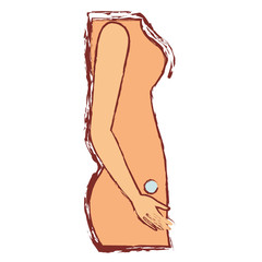 Naklejka premium color silhouette with blurred contour of side view pregnancy process in female body