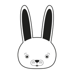 sketch silhouette monochrome caricature face rabbit cute animal vector illustration