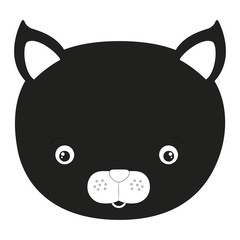sketch silhouette monochrome caricature face cat cute animal vector illustration