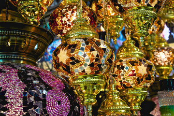 Typical handicrafts in the central Istanbul market in Turkey
