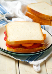 Omelet salami  sandwich