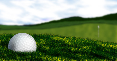 Golf ball on the grass