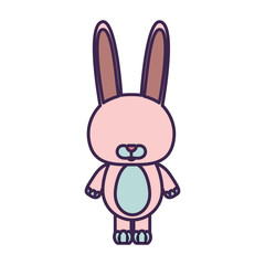 white background with light color faceless caricature cute rabbit animal vector illustration