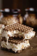 homemade traditional italian nougat with nuts