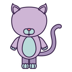 Fototapeta premium white background with light color faceless caricature cute cat animal vector illustration
