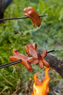 Sausages on a stick
