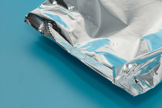 Snack Foil Bag On Blue Background