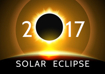 Poster of a total solar / sun eclipse 2017. Vector illustration
