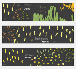 Naklejka premium Doodled circles scribbles strokes yellow black banner set