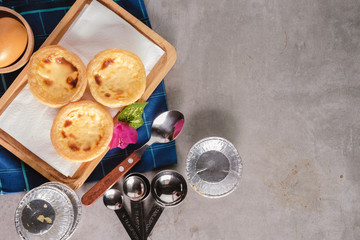 tart bakery on concrete table