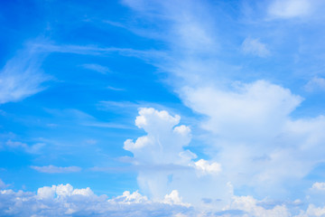 Blue sky with white clouds in sunny day for background usage.
