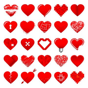 Red Hearts Icons Set 
