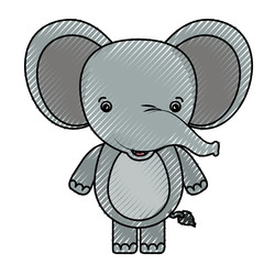 color crayon silhouette caricature cute elephant animal vector illustration