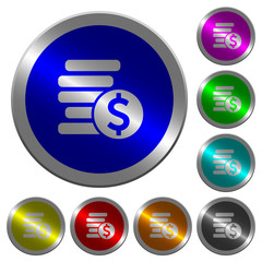 Dollar coins luminous coin-like round color buttons