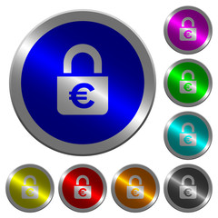 Locked euros luminous coin-like round color buttons
