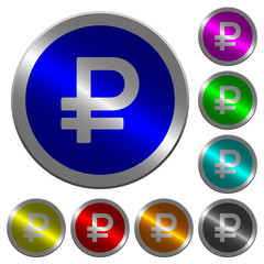 Ruble sign luminous coin-like round color buttons