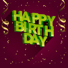 Happy birthday vector greeting card design for invitations and celebration