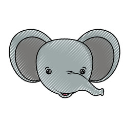 color crayon silhouette caricature face elephant cute animal vector illustration