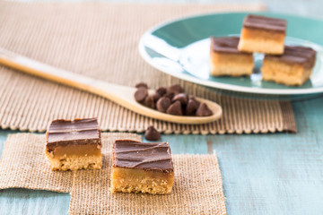 Chocolate And Caramel Millionaire Bar Cookies With Chips