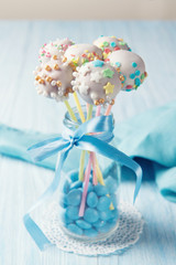 Homemade assorted cake pops with multi colored sprinkles, sweet food ideas for kids