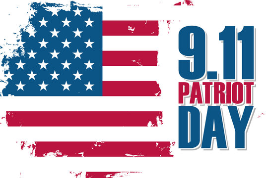 Patriot Day, september 11, banner with brush stroke background in United States national flag colors. Vector illustration.