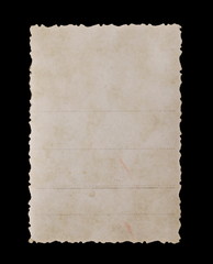 Obraz premium Old blank postcard isolated on black background