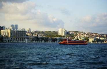 Red Ferry Bosphorus waters Istanbul