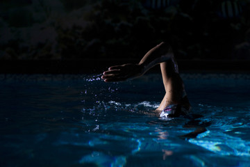 Swimmer Crol Style at Night.