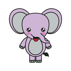 colorful kawaii caricature cute happiness expression of elephant animal