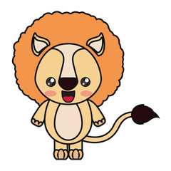 colorful kawaii caricature cute surprised expression of lion animal
