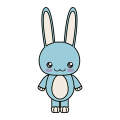 colorful kawaii caricature cute happiness expression of blue rabbit animal