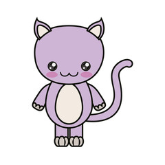 colorful kawaii caricature cute happiness expression of lilac cat animal