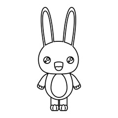 sketch silhouette of kawaii caricature cute surprised expression of rabbit animal