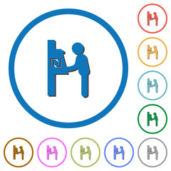 New Shekel cash machine icons with shadows and outlines