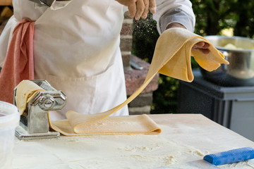 Preparing the dough for italian pasta