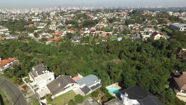 Curitiba, Aerial view Bosque do Alemao Park. Parana - Brazil. July, 2017. 