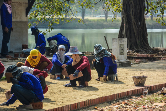 people who work with face covered in Thailand