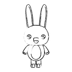 blurred silhouette of kawaii caricature cute surprised expression of rabbit animal