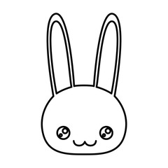 sketch silhouette of kawaii caricature face rabbit cute animal happiness expression