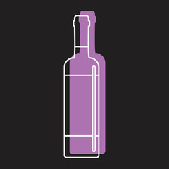 Bottle alcohol wine in line with color silhouette style icon vector illustration