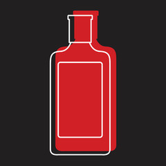 Bottle alcohol gin in line with color silhouette style icon vector illustration