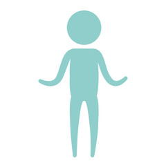 color blue pictogram silhouette man standing with hands up