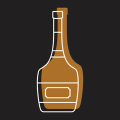 Bottle alcohol brandy in line with color silhouette style icon vector illustration