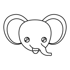 sketch silhouette of kawaii caricature face elephant cute animal