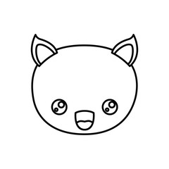 sketch silhouette of kawaii caricature face cat cute animal surprised expression